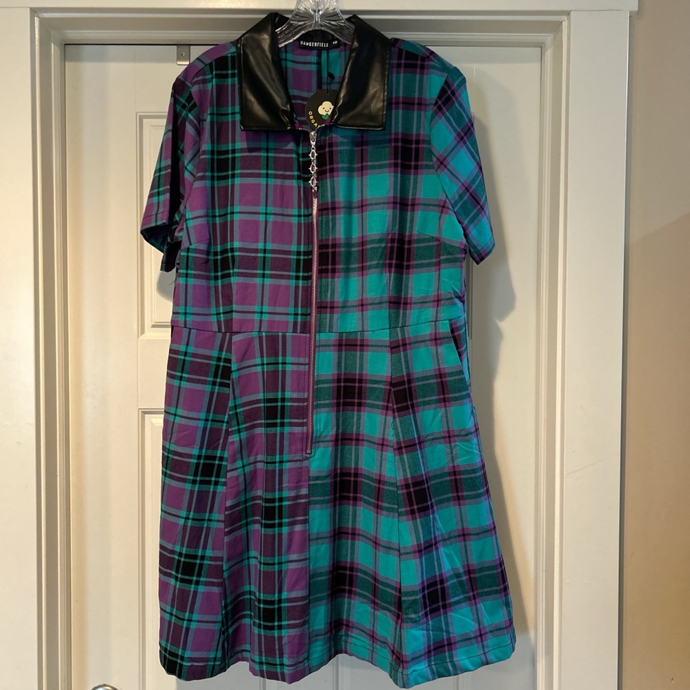Dangerfield Purple and Green Plaid Dress